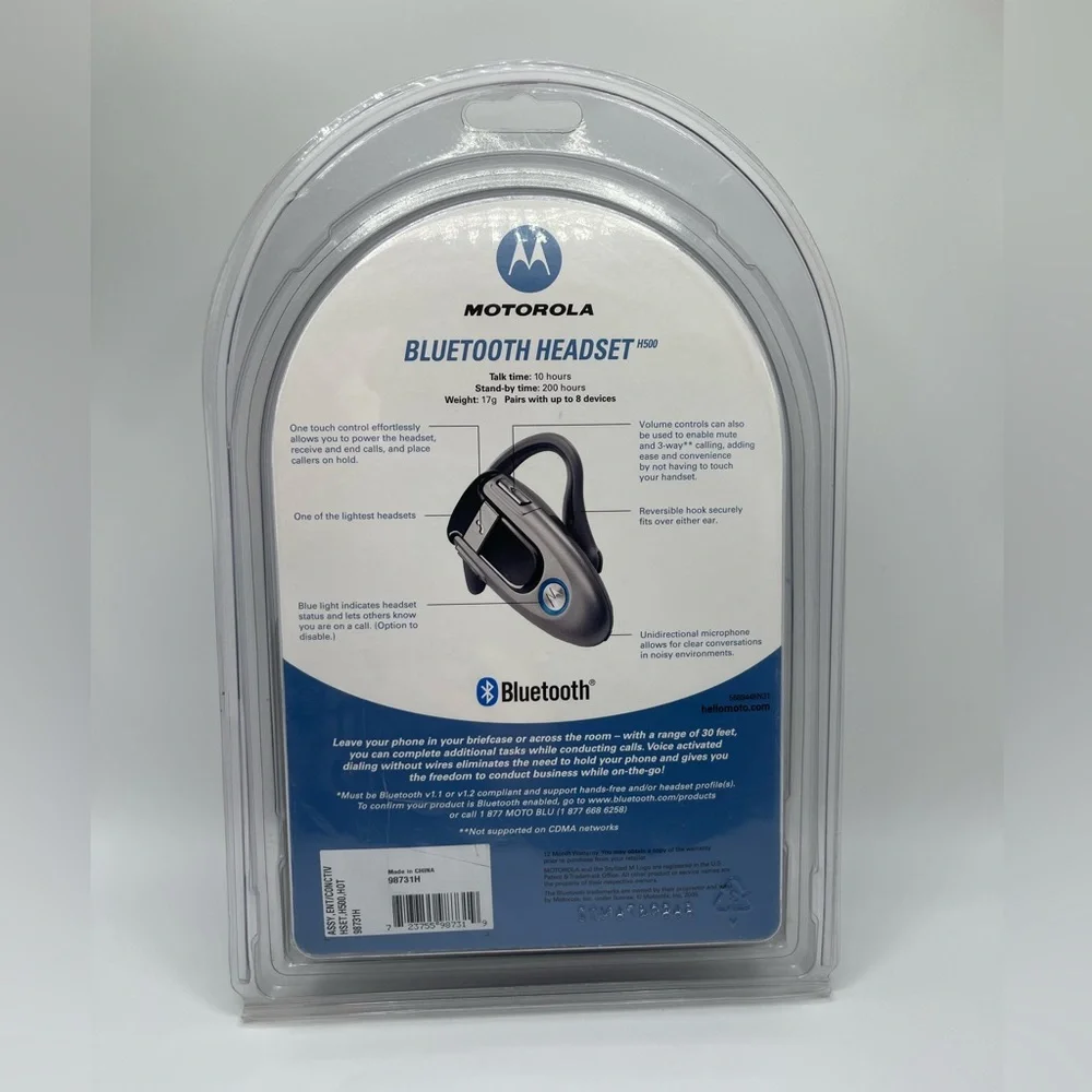 Motorola H500 Bluetooth Wireless Headset - Maroon Red (89243H) *FACTORY SEALED*🔥
